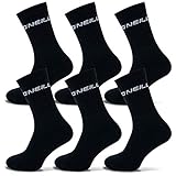 O'Neill | Unisex | Sportsock 6er Set | Sportsocken Freizeitsocken Einfarbig Für Männer und Frauen (Black, 39-42)
