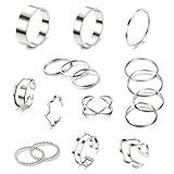 anillos de plata hombre compromiso Anillos Mujer Acero Inoxidable: los anillos nudillo apilables están hechos de acero inoxidable de primera calidad. Altamente pulido, superficie lisa, duradero, resistente, no se corroe ni se oxida fácilmente, no deja los dedos verdes, cómodo de llevar, adecuado para mujeres y niñas