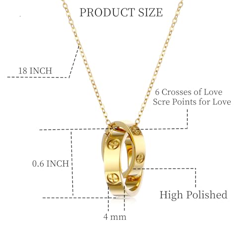 Women's Stainless Steel Necklace -18K Gold Women's Necklace, Gold Interlocking Titanium Steel Necklace, Women's Jewelry for Mother's Birthday, Father's Day Valentine's Day, Mother's Day, Girlfriend Necklace, Anniversary Necklace2
