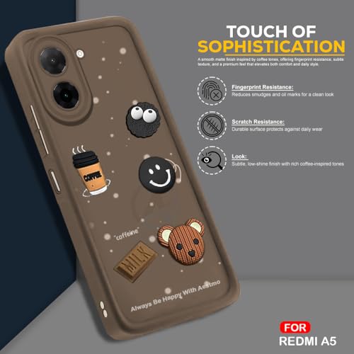 Image of AESTMO Back Case Cover for Poco C71 / Redmi A5 | Cute Fun Cartoon 3D Ball | Coffee Silicone Case | Full Body Protection | Camera Protection Back Cover for Poco C71 / Redmi A5 (Brown)