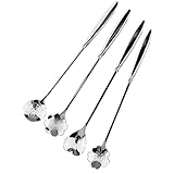 Danlai 4pc De Acero Inoxidable Manija Larga Cuchara De Cuchara En Forma De Flores Cuchas para Cucharas De Mezcla para Helado Café Catatina De Cocina