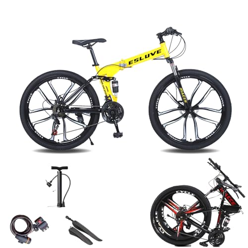 elittle マウンテンバイク 折りたたみ可能 MTB 26インチ 21段変速 適用身長160cm以上 折りたたみマウンテンバイク 前後サスペンション ディスクブレーキ 軽量化高炭素鋼フレーム MTB 自転車 大人 子供用 通学 通勤 サイクリング 街乗