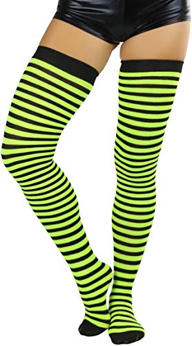 Image of ToBeInStyle Women's Opaque Hosiery Thin Striped Thigh High Long Stocking