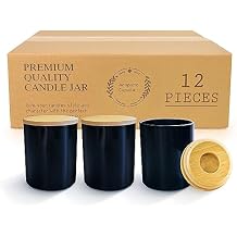 Aroparc 12 Pack 10oz Black Candle Jars With Lids, Bulk Container Tumbler for Making Supplies - Gloss Black