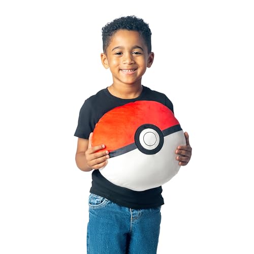 Image of Northwest Pokemon Poke Ball Cloud Pillow 12 inch - Plush Pokemon Stuffed Toy, Kids Room Decor, Cartoon Character Pillow, Gift for Boys & Girls
