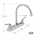Highcraft 393II Kitchen Faucet, High Arc Swivel Spout, Chrome Plated Finish, Lead-Free Construction, Pull Out Side Spray Hose, 2 Operate Metal Handle 1.5 GPM Flow Rate Easy to Use