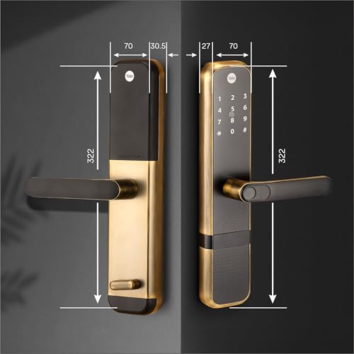 Image of Yale Zuri Smart Door Lock | Fingerprint, PIN, RFID, Manual Key | Bluetooth Digital Smart Lock with Yale Home App Access | 3 Year Warranty | Antique Bronze