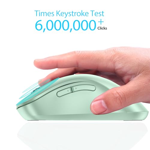 Image of memzuoix 2.4G Wireless Mouse, 1400 DPI Computer Mice USB Receiver, Portable Wireless USB Mouse Battery Powered Cordless Mice for Laptop, PC, Desktop, 5 Buttons (Light Green)