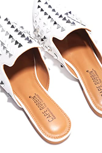 Cape Robbin Enny Flat Sandals Slides For Women, Womens Mules Slip On Shoes - White Size 8 #TOP5