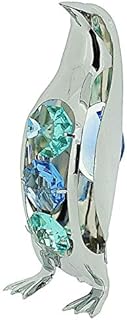 Crystocraft Penguin Freestanding Chrome Plated Standing Ornament Made with Swarovski Crystals