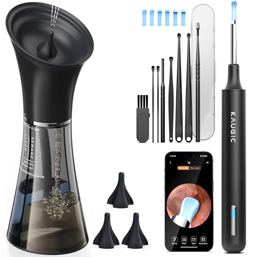 KAUGIC Ear Wax Removal Kit with Camera Ear Cleaner Tool for Safe & Effective Ear Care Includes Ear Camera for Visual Inspection & Gentle Ear Irrigation System Complete Ear Cleaning Solution