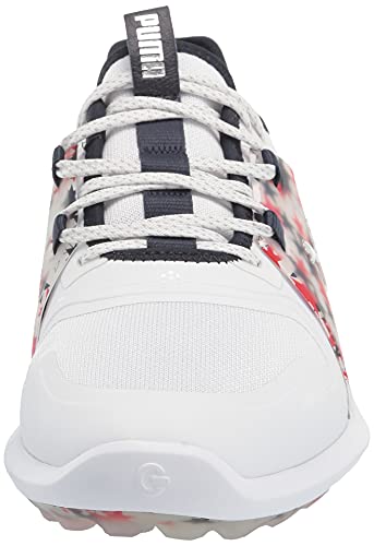 Puma Mens Ignite Fasten8 Usa Golf Shoe, Puma White-Navy Blazer-High Risk Red, 12 Us #TOP1