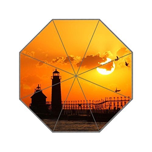 Preisvergleich Produktbild EnnE Regenschirm Leuchtturm Regenschirm Faltbar Kompakte Reise Regenschirm Regen Regenschirme 8 Rippen UV-Schutz