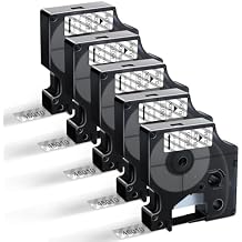 45010 Label Tape Work for Dymo D1 Black on Clear Tape Compatible with Dymo Label Maker Refills Clear 1/2 Inch x 23 Ft for DYMO LabelManager 160 PnP 260P 210D 280 420 450D,5 Cartridges