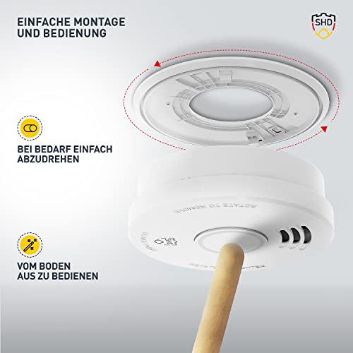 SHD Rauchmelder Set wechselbare Batterien (6X) - DIN EN14604 Geprüft & BSI-Zertifiziert,...