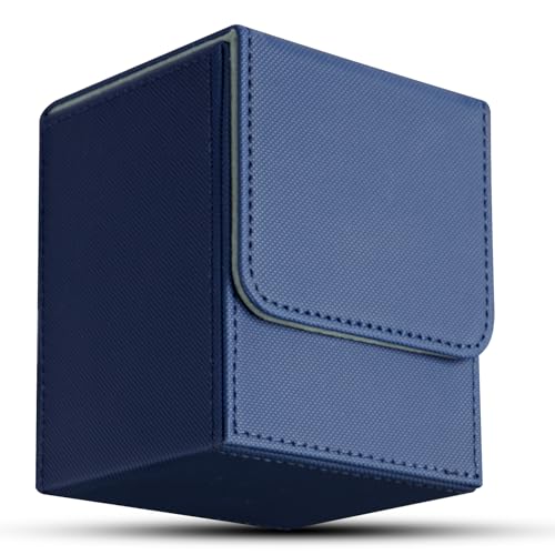 Aolso Card Deck Box Yugioh Deck Box Fit for 100+Single Sleeved Cards PU Leather Card Storage Boxes for Trading Cards TCG MTG Commander PTCG OPCG-Blue-gray