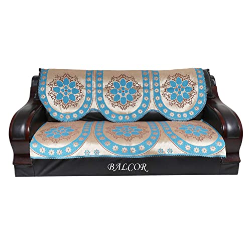 Image of Cotton 6 PCs Design DECAN Sofa Cover Set of 5 Seater(3+1+1)-FIROZI