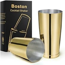 Stainless Steel Boston Shaker - 2-piece 18oz & 28oz Professional Bartender Cocktail Shaker Bartender Shaker Kit - CTSK0013 Gold