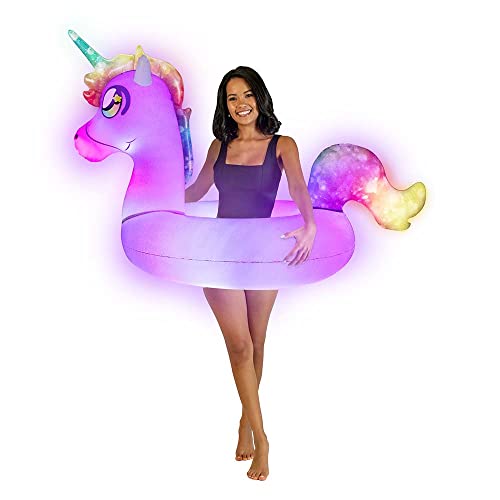 Poolcandy Illuminated LED Large Inflatable Unicorn 42' LED Pool Tube