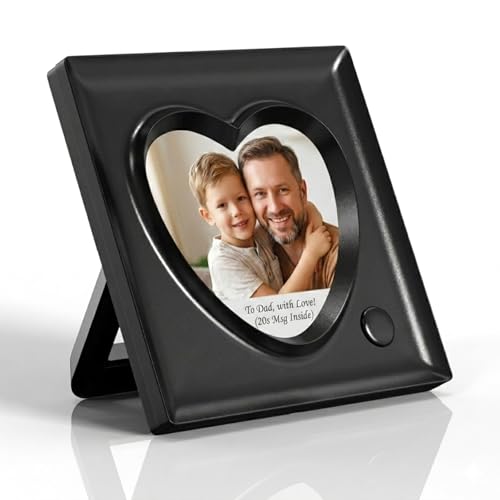 KWANWA Recordable Picture Frame – 20-Second Voice Recording, 3.9x3.9 Heart Shape Photo...