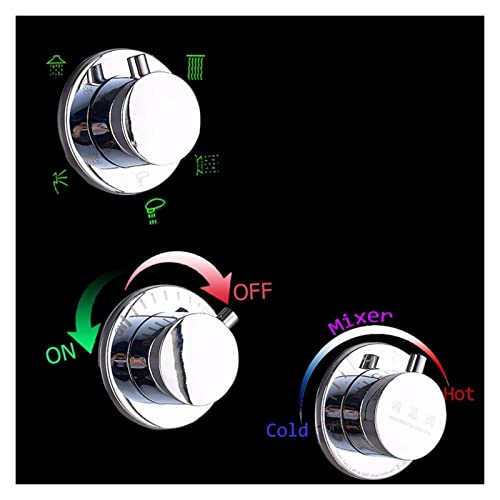 Shower Panel Tower Stainless Steel Led Light Shower Panel Faucet Wall Mounted Spa Massage System Shower Column System Digital Temperature Screen Led Shower Column Stainless Steel Brushed ( Color : 800 #TOP3