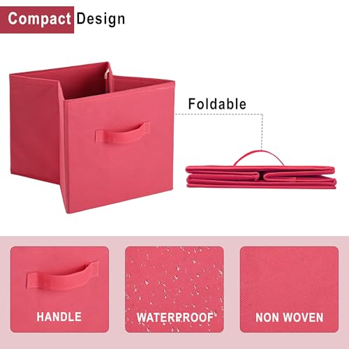 Kuber Industries Square Foldable & Multipurpose Wardrobe Storage Organizer for Home | 11 Inch Portable Cupboard/Closet Organiser Storage Box for Clothes & Toys | Pink Kuber Industries Square Foldable & Multipurpose Wardrobe Storage Organizer for Home | 11 Inch Portable Cupboard/Closet Organiser Storage Box for Clothes & Toys | Pink