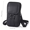 Hwtcjx Mobile Phone Belt Bag, Men's Mobile Phone Belt, Double Pockets, Belt Bag, Men's Genuine Leather Waist Bag, Men's Bags with Belt Loop, Shoulder Bags, Premium Leather Bag (Black) #2
