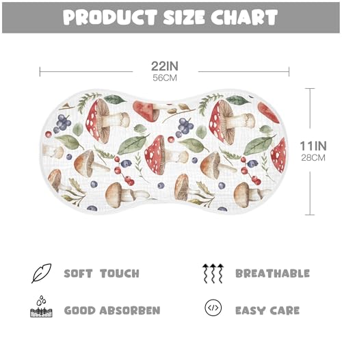 xigua Watercolor Forest Mushrooms Baby Burp Cloths for Newborn Boys and Girls 1 Pack, Soft & Absorbent Cotton Baby Burp Cloth, Baby Washcloths, Newborn Towel, Burp Rags4