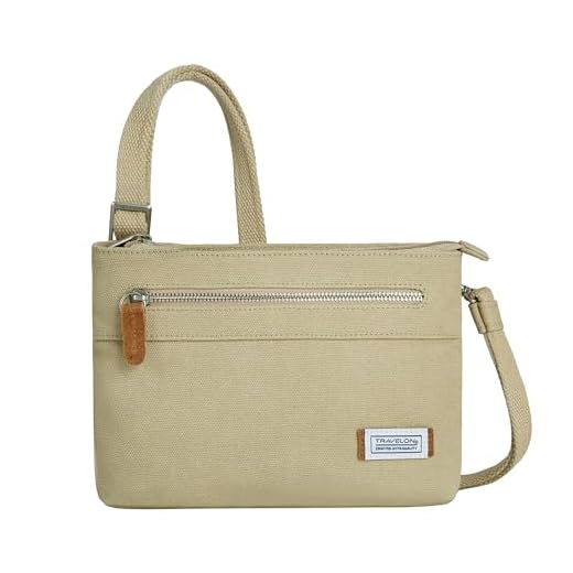 Travelon Bolsa transversal feminina antifurto Heritage pequena, Natural, One Size, Travelon Bolsa tiracolo pequena antifurto