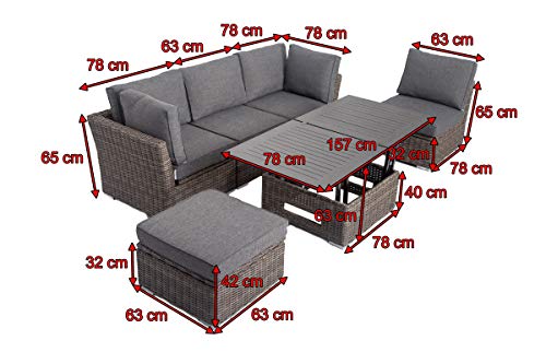 OUTFLEXX Loungemöbel Set, grau, Polyrattan, inkl. Loungetisch, für 5 Personen, wasserfeste Kissenbox – Bild 6