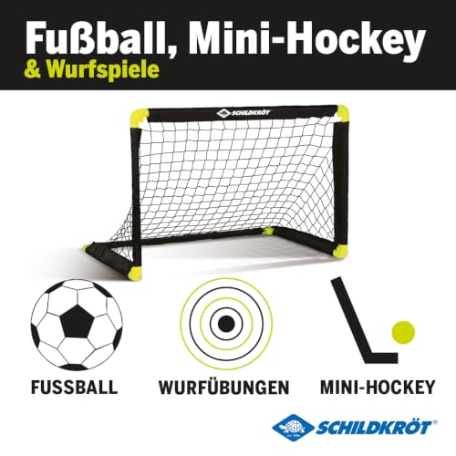 Schildkröt faltbares Fußballtor für Kinder – klappbares Mini-Tor 90×60×60 cm für drinnen & draußen – leicht & tragbar inkl. Heringen – ideal für Garten, Urlaub, Kinderzimmer & Freizeitspiel