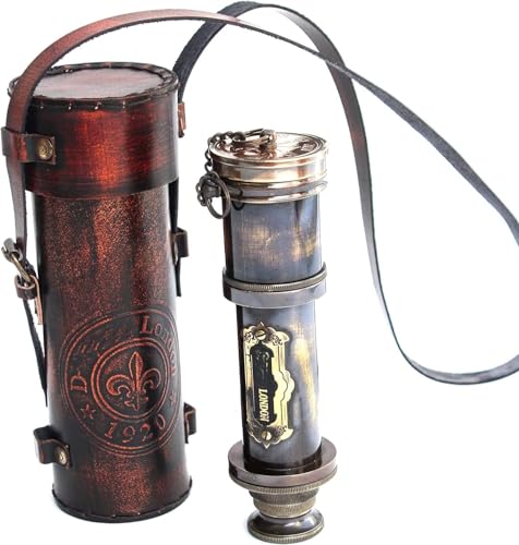 Télescope vintage en laiton réplique nautique style Royal Navy