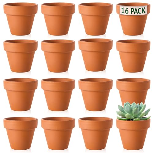 Green Thumbz Terracotta Plant Pots - 5cm x 16 Pack Small Plant Pots - Multi Purpose Mini Terracotta Pots for Plants, Flowers, Candle Making, and Painted Art