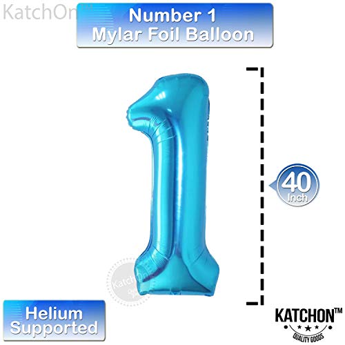 Image of KatchOn Blue Number 1 Balloon for 1st Birthday Decorations - 40 Inch