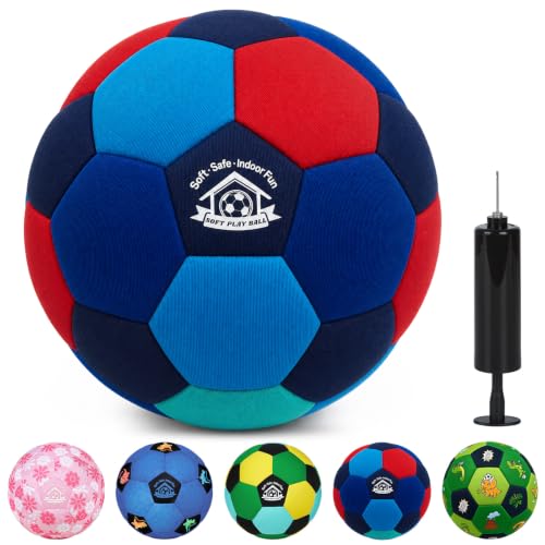 Image of Indoor Soccer Ball Size 3 Silent Soccer Balls with Pump | Soft Foam House Training Balls for Beginners, Lightweight Soccerball Soccer Balls Gifts for Home Practice