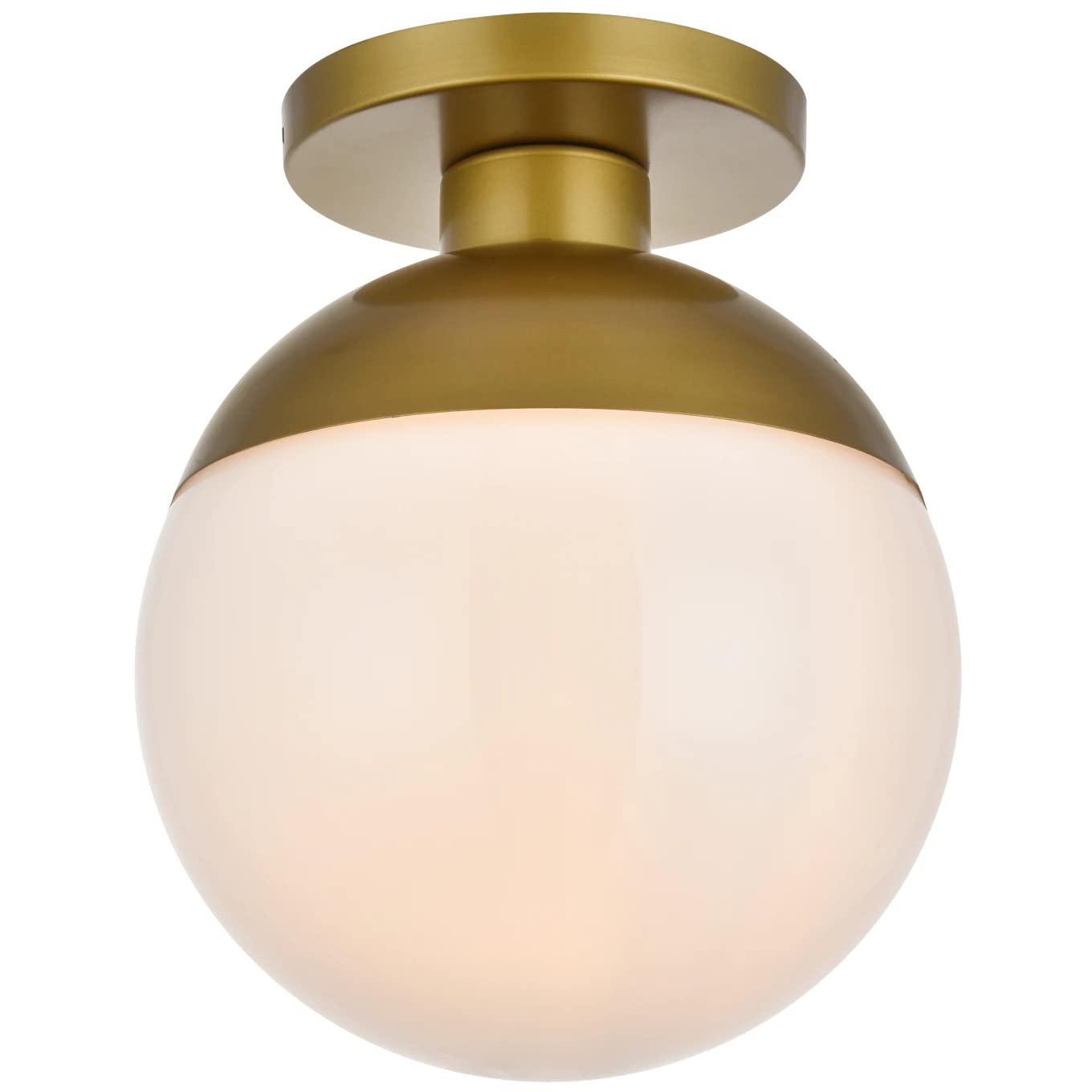 Eclipse 1-Light Metal & Glass Flush Mount in Brass/Frosted White