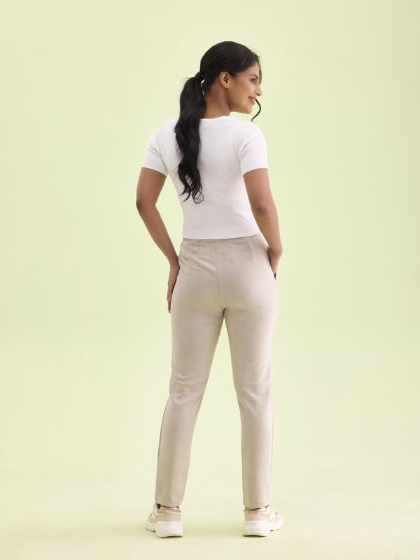 Image of GO COLORS Women Solid Mid Rise Suede Treggings