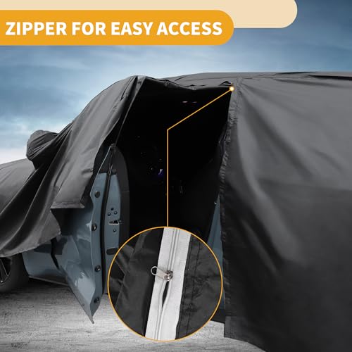 Image of Car Cover Waterproof All Weather Sun Rain Protection Full Exterior Cover for Volvo S60 Sedan 190T-PU Black with Left Side Zippers