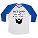 My Beard Can Beat Up Your Beard Unisex Baseball Long Sleeve Tee White-Royal X-Large