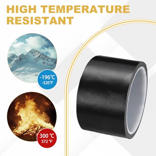 Image of PATIKIL High Temperature PTFE Tape 2-3 /8 Inch x 33 Feet, PTFE Coated Fiberglass Adhesive Tape for Vacuum Sealer Machines Hand-Impulse Sealers Insulation, Black