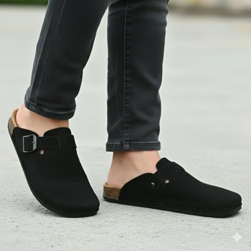 Image of Premium Orthopedic Suede Leather Mules, Lightweight Slip-On Design with Anti-Skid Sole, Cushioned Footbed, Pain-Free Comfort for Indoor Outdoor Use