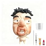 Pimple Popper Toy Set, Ultra Soft Cute Face Pimple Popping Fidget Toy, Refillable Pimple Toy with Sensory Cream, Silicone Squishy Squeeze Toy for Stress Relief & Anxiety Relief(GrumpFace)