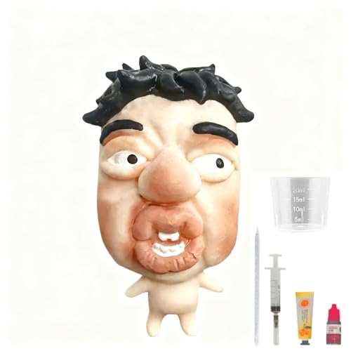 Pimple Popper Toy Set, Ultra Soft Cute Face Pimple Popping Fidget Toy, Refillable Pimple Toy with Sensory Cream, Silicone Squishy Squeeze Toy for Stress Relief & Anxiety Relief(GrumpFace)