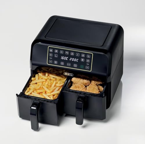 Ariete 4623 Airy Fryer Dual Friteuse à air avec double panier, 1700 W, capacité 8 L, 3 fonctions de cuisson, panneau numérique LED tactile, 8 programmes préréglés, minuteur, 2 paniers, noir