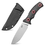 Eafengrow EF138 Fixed Blade Knife N690 Steel Blade Micarta Handle Full Tang EDC Straight Knifes for Outdoor Working Camping Hunting Bushcraft(Black)