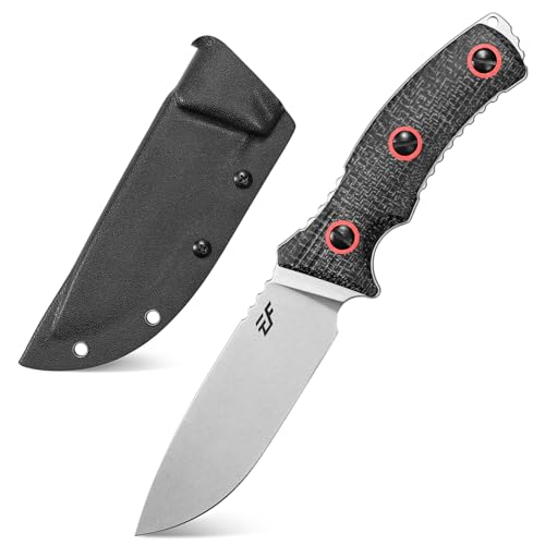 Eafengrow EF138 Fixed Blade Knife N690 Steel Blade Micarta Handle Full Tang EDC Straight Knifes for Outdoor Working Camping Hunting Bushcraft(Black)