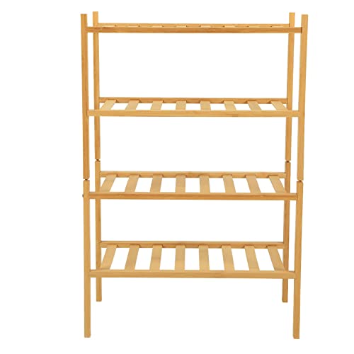 MAPHRWZ Zapatero apilable de pie Estante Organizador de Almacenamiento para Entrada Pasillo Armario Color Natural (Cuatro Niveles)