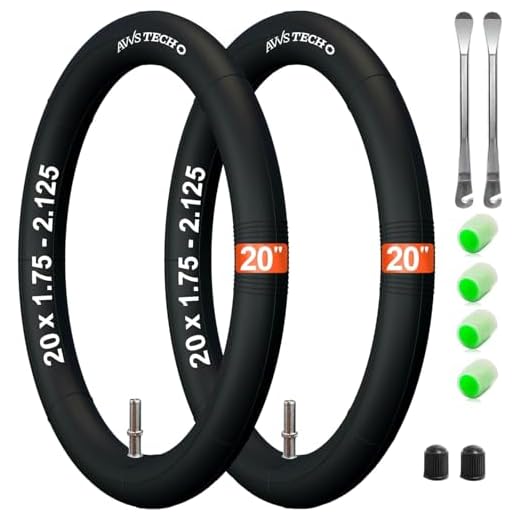 Fahrradschlauch 20 Zoll | 20x1.75-2.125 (47/62-406) Premium-Set Butyl Schlauch 20" Autoventil AV 40 für Kinderfahrrad, BMX, Klapprad, Fahrradanhänger, Faltreifen & Anhänger inkl. 2 Montierhebel