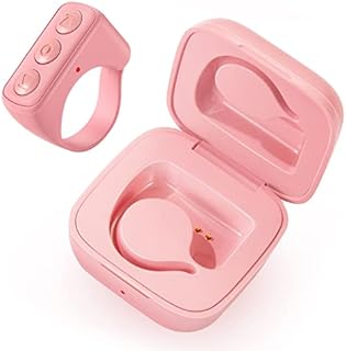 Tiktok Bluetooth Remote Control Scrolling Ring, TIK Tok Page Turner Wireless Fingertip Gadget Shutter Clicker Rechargeable Selfies for iPhone iPad Android (Pink)