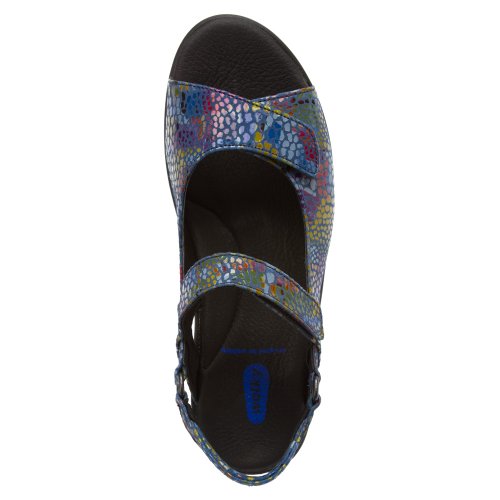 New Wolky Women's Pichu Sandal Jeans Blue Multi Color Fantasy 384